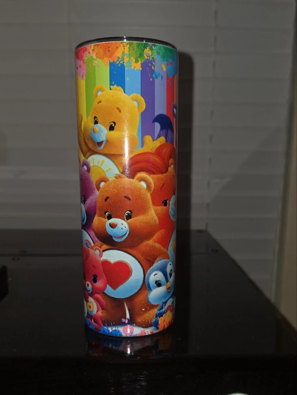 Rainbow Care Bears Tall Tumbler with Playful Character Art